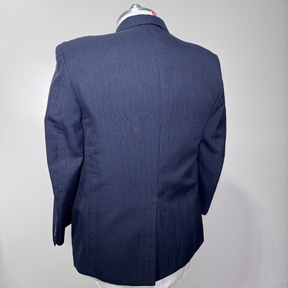 Ridingate Suit Mens 42R 39x30 Navy Blue Pinstripe Two Button Flat Front Business - Picture 3 of 5